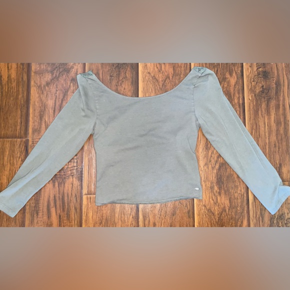 Long sleeve olive green crop top - Picture 1 of 4
